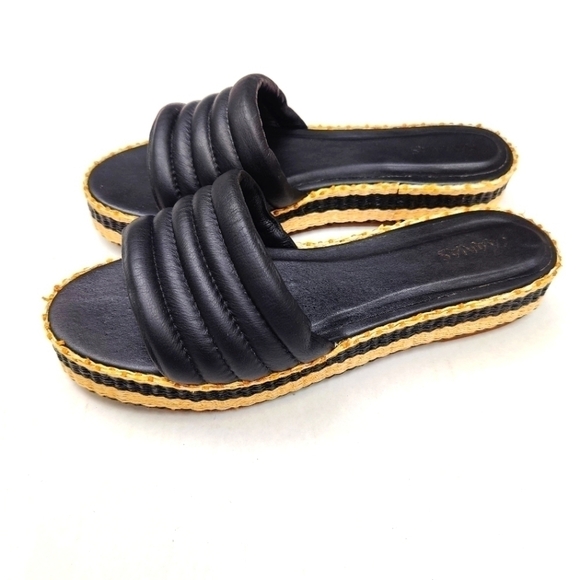 Kaanas Shoes - Kaanas Balfour Handmade Chunky Black Slip On Sandals Womens Sandals Size 9M